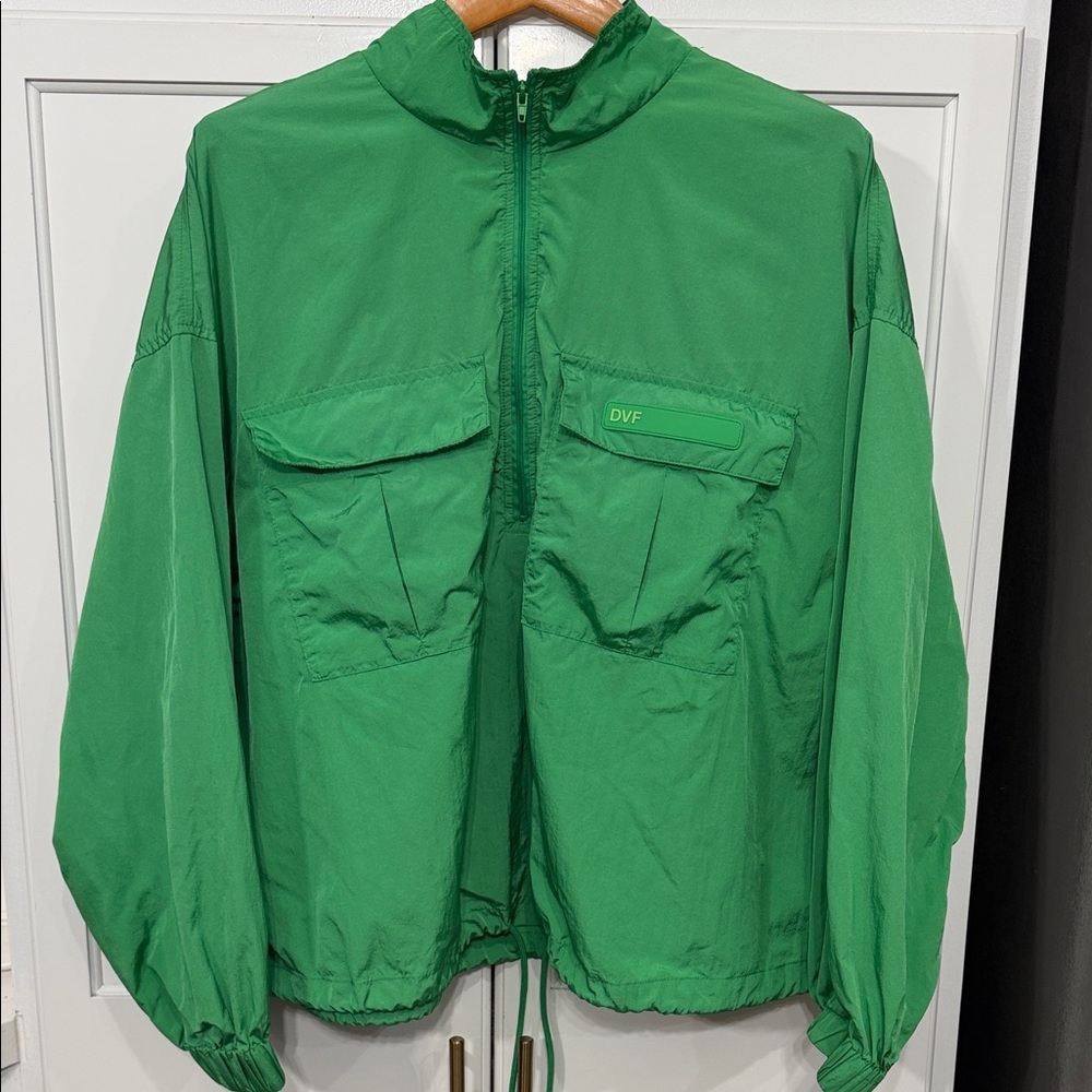 DVF x Target Green Nylon Half-Zip Windbreaker Jacket XL Lightweight Packable